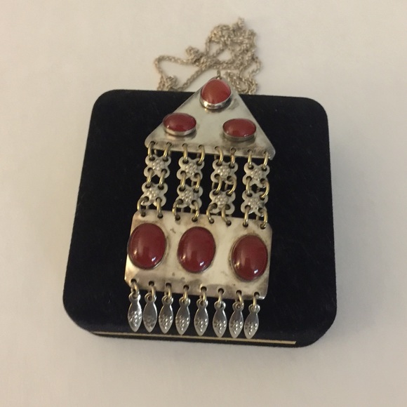 Vintage Sterling Carnelian Necklace